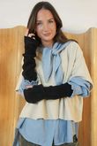 Claudia Fingerless Arm Warmer Gloves Black